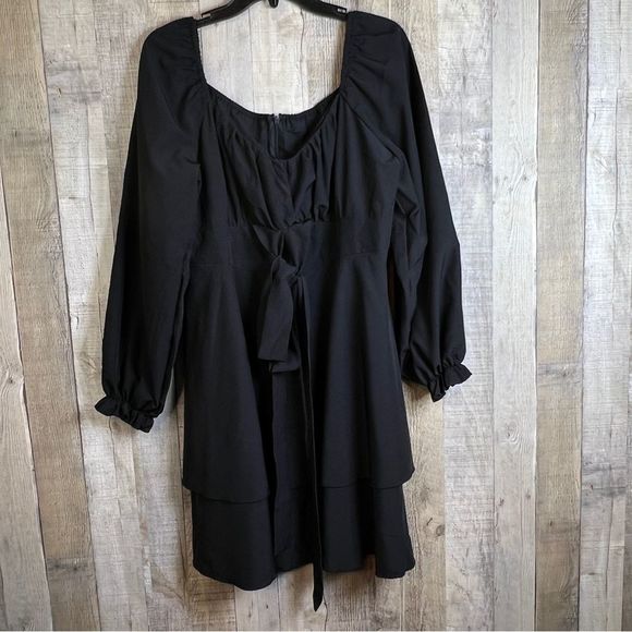 Dresses & Skirts - ZJCT Black Baby Doll Dress with Layers & Puff Sleeves Wear On or Off Shoulders